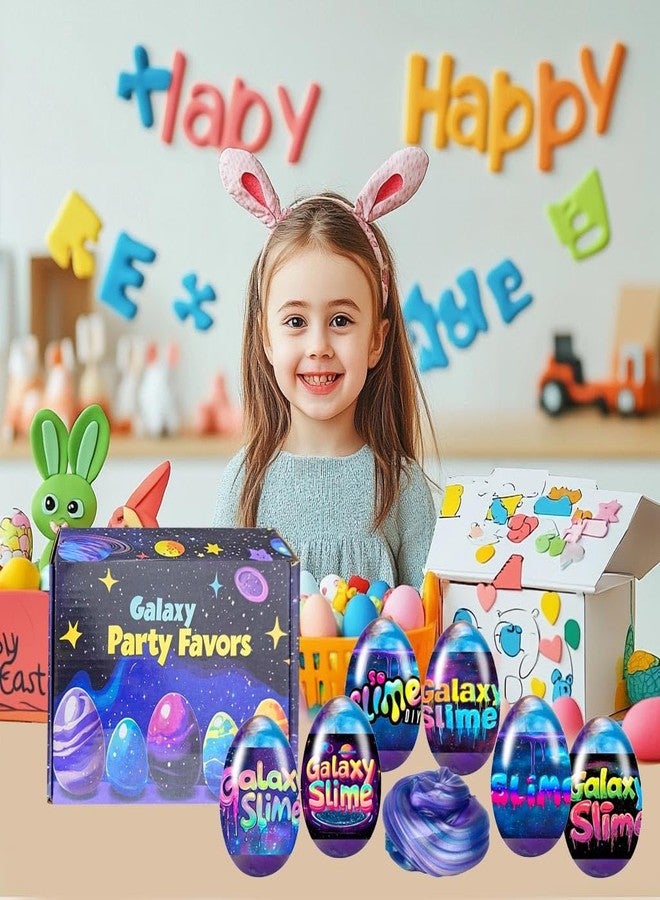 Cherislpy 6 Pcs Easter Galaxy Slime Eggs Stress Relief Toys for Kids Boys Girls Easter Basket Stuffers Eggs Fillers Party Favors Gifts - Image 5